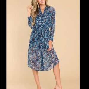 Meet Me in Santorini Devin Dress Blue Geo size M